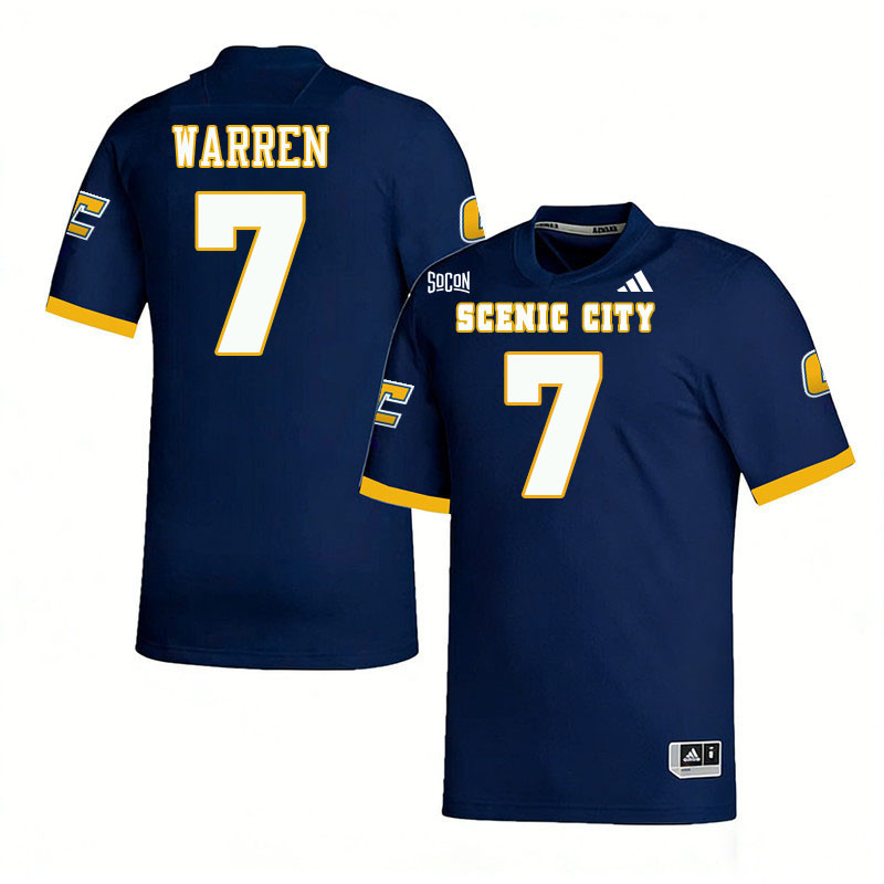 Chattanooga Mocs #7 Tyran Warren College Football Jerseys,Uniforms Stitched-Navy